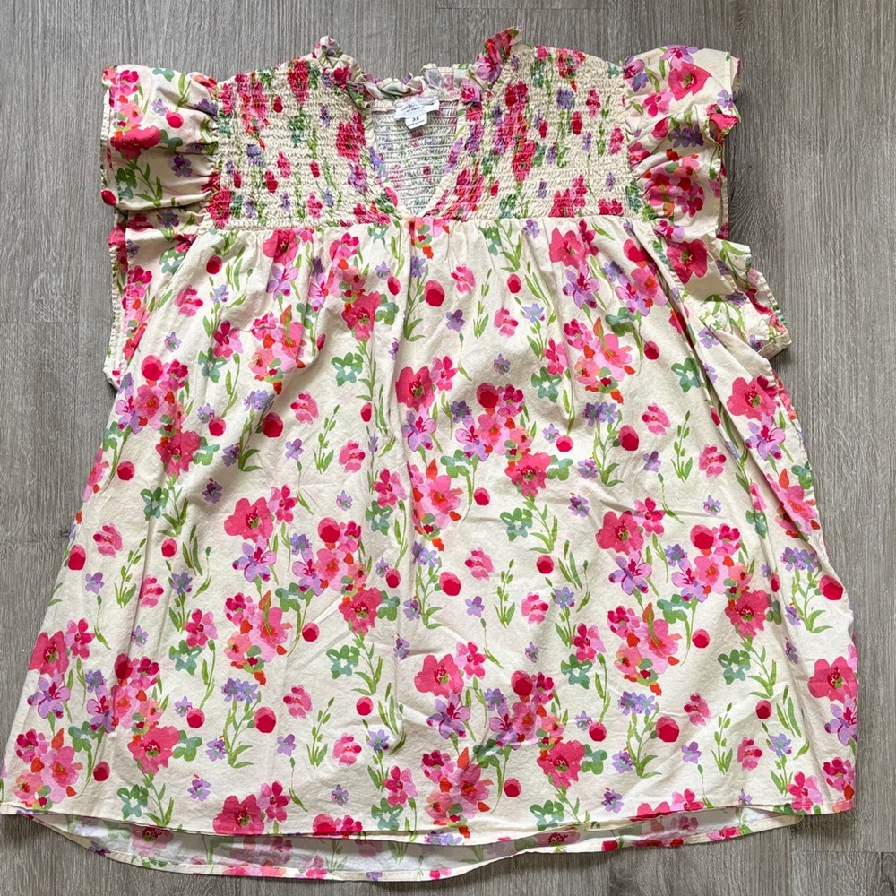 Chic Soul colorful Floral spring Blouse ruffle size 3X